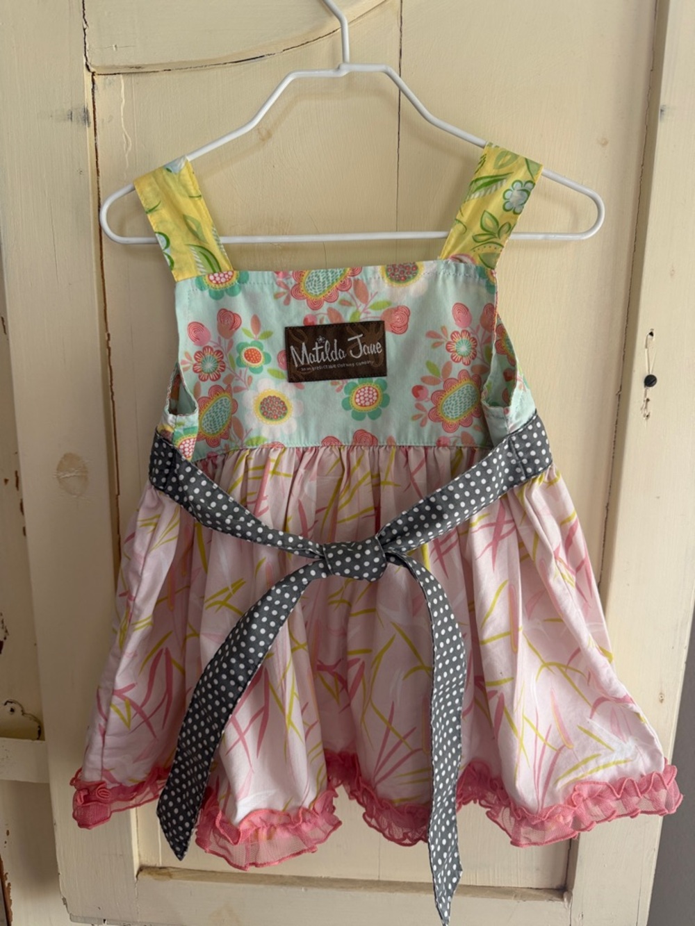 Matilda Jane Mint, Pink & Yellow Floral Layered Dress with Apron 2 - Picture 3 of 4